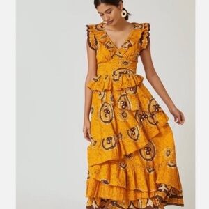 Love the Label Gigi Gold Ruffled Maxi Dress